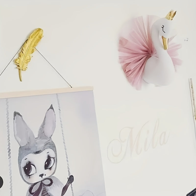 Decoración de arte de pared Swan Crown para dormitorio y regalo de boda