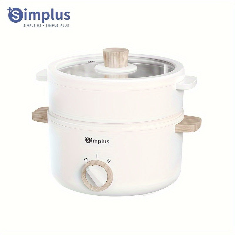 Multifunctional large-capacity electric cooking pot with steaming, stainless steel basket