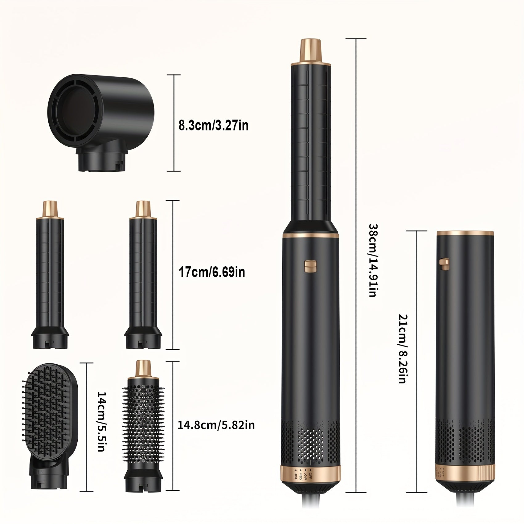 5in1 Hot Air Brush Hair Dryer Styler with 110000 RPM Motor EU Plug