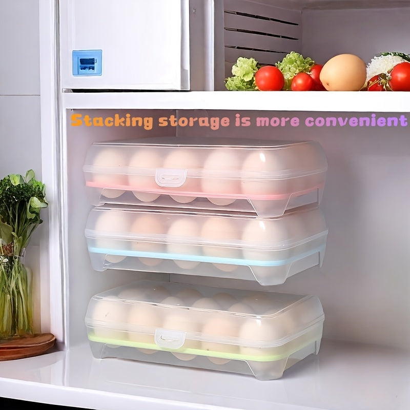 2 Pack Large Capacity Egg Storage Trays Plastic Refrigerator Organizer Green and Yellow