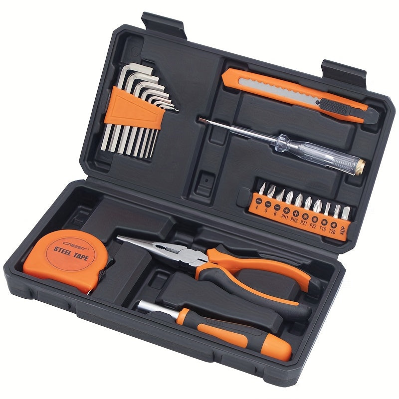 23-Piece Home Repair Tool Kit in Plastic Case Manual Hardware Tools Household Maintenance