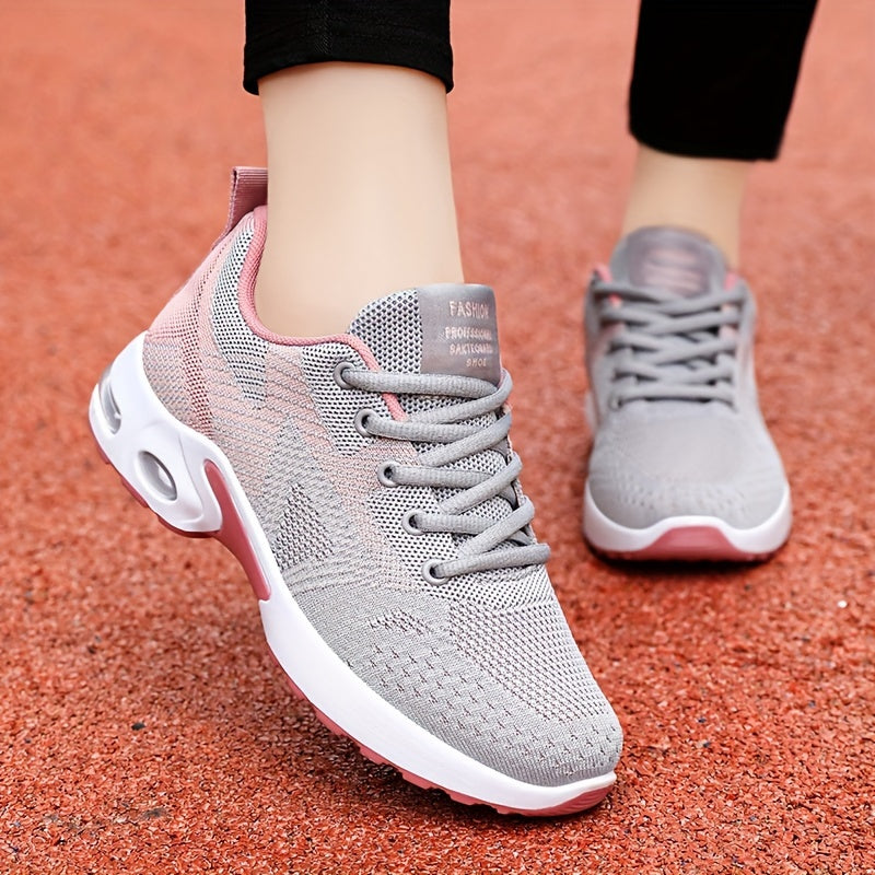 Zapatillas casuales de colorblock para mujer con cordones, ligeras, para caminar, talla grande