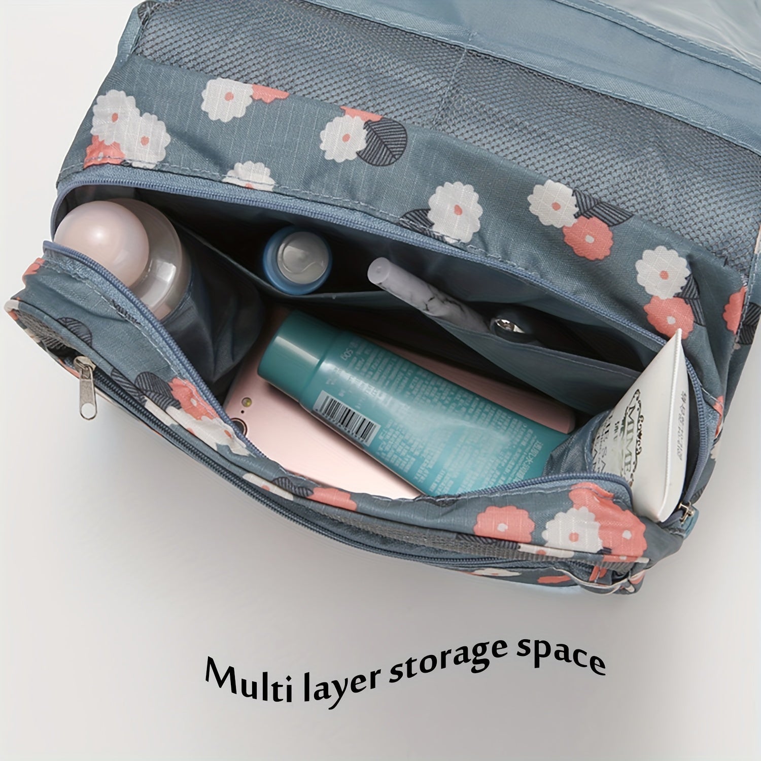 Travel Organizer Bag with Multiple Layers for Dry Wet Separation Green Blue Polyester