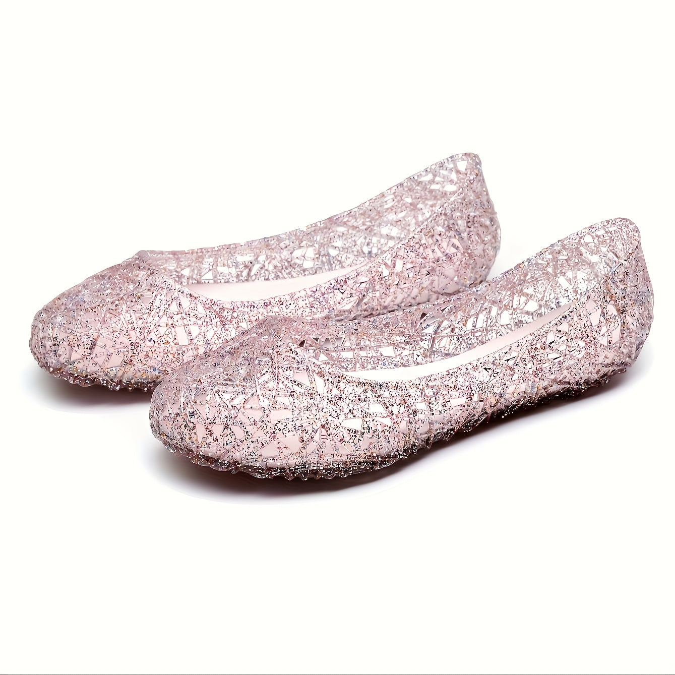 Sandalias planas transpirables de cristal para mujer, sandalias de verano de malla con slip-on en rosa, gris y marrón