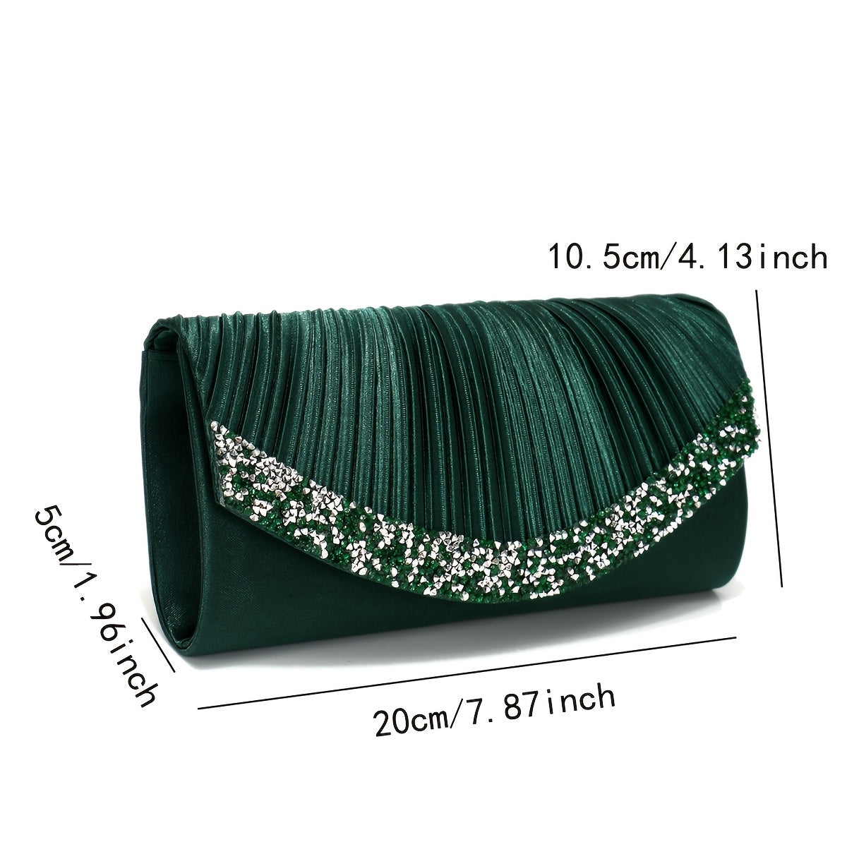 Elegant Satin Evening Clutch Bag with Rhinestones and Detachable Chain for Weddings and Parties