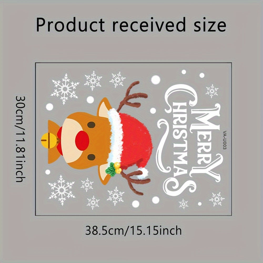 Christmas Window Clings Reindeer Snowman Holiday Wall Art UV-Resistant Removable