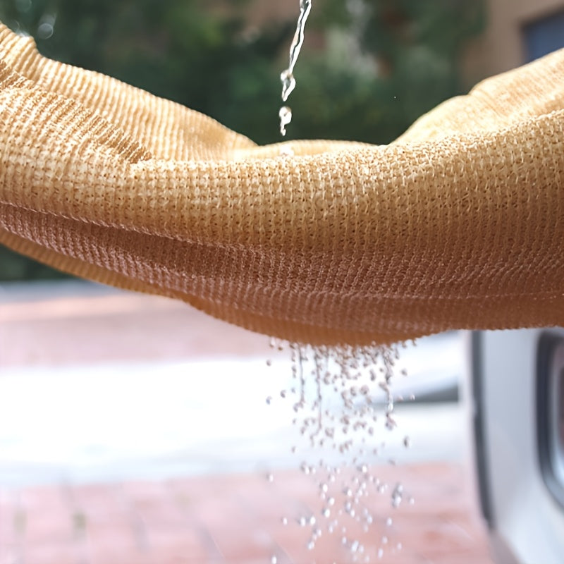 Beige Outdoor Sunshade Cloth Blocks 81-90% Light Durable Polyester with Black Stripes for Balcony Yard Garage