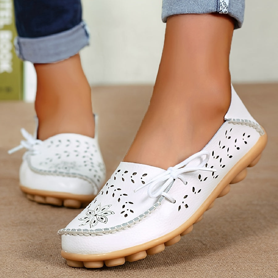 Women's Bowknot Flat Shoes Casual Loafers Hollow Out Slip On Comfortable