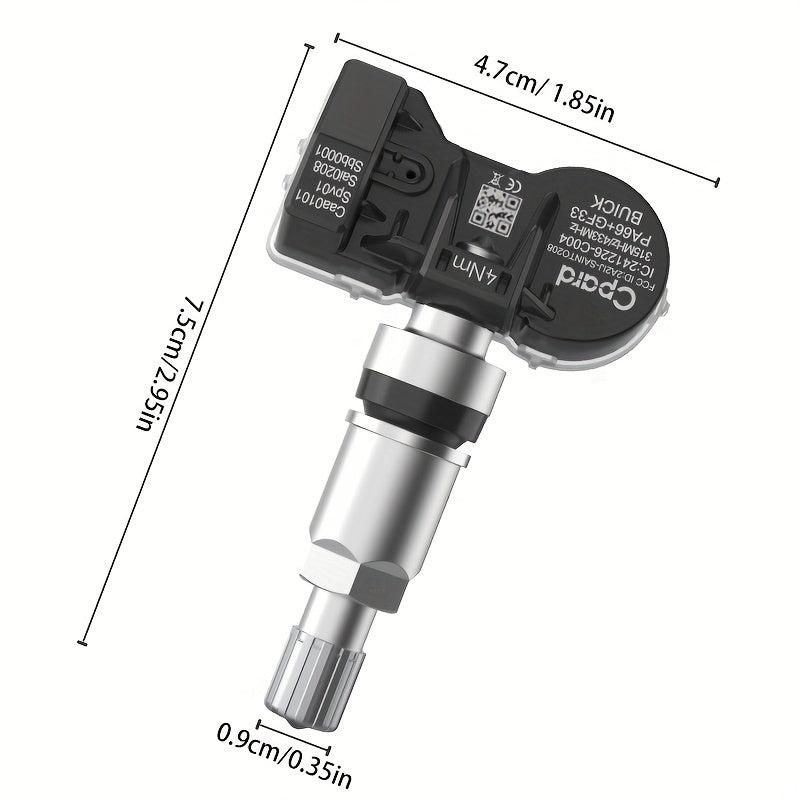 4-Pack Tire Pressure Sensors for Cars 315/433MHz Replacement Set