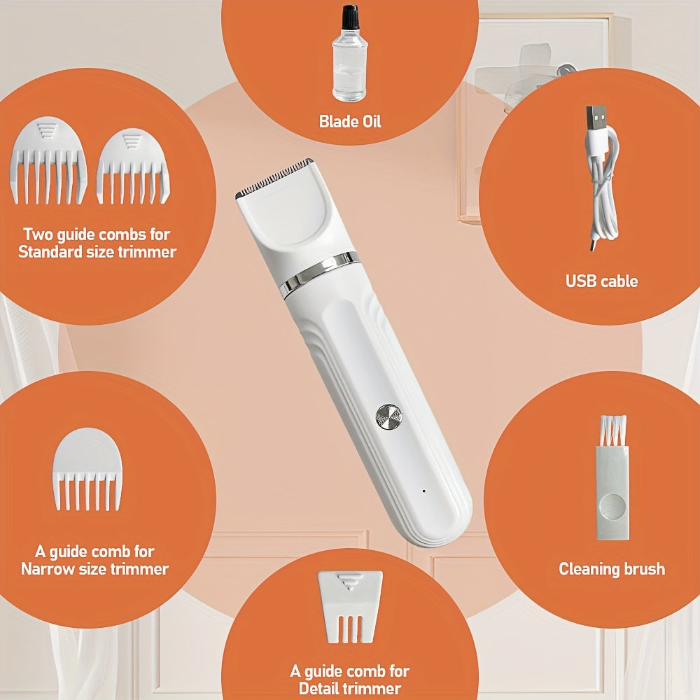 USB Rechargeable 4-in-1 Pet Grooming Kit for Dogs and Cats Hair Clipper Nail Trimmer Foot Razor