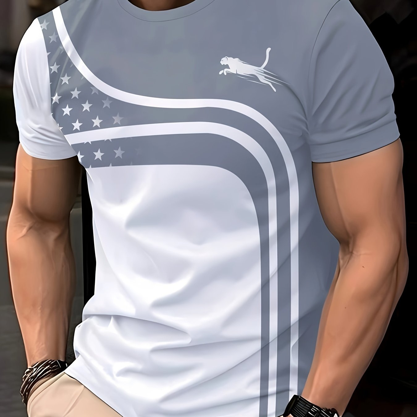 Erkaklar uchun tasodifiy yumshoq bo'yinli futbolka, 3D geometrik naqsh bilan, polyesterdan tayyorlangan, odatiy moslikda, cho'ziluvchan to'qima va yangicha dizayn bilan.