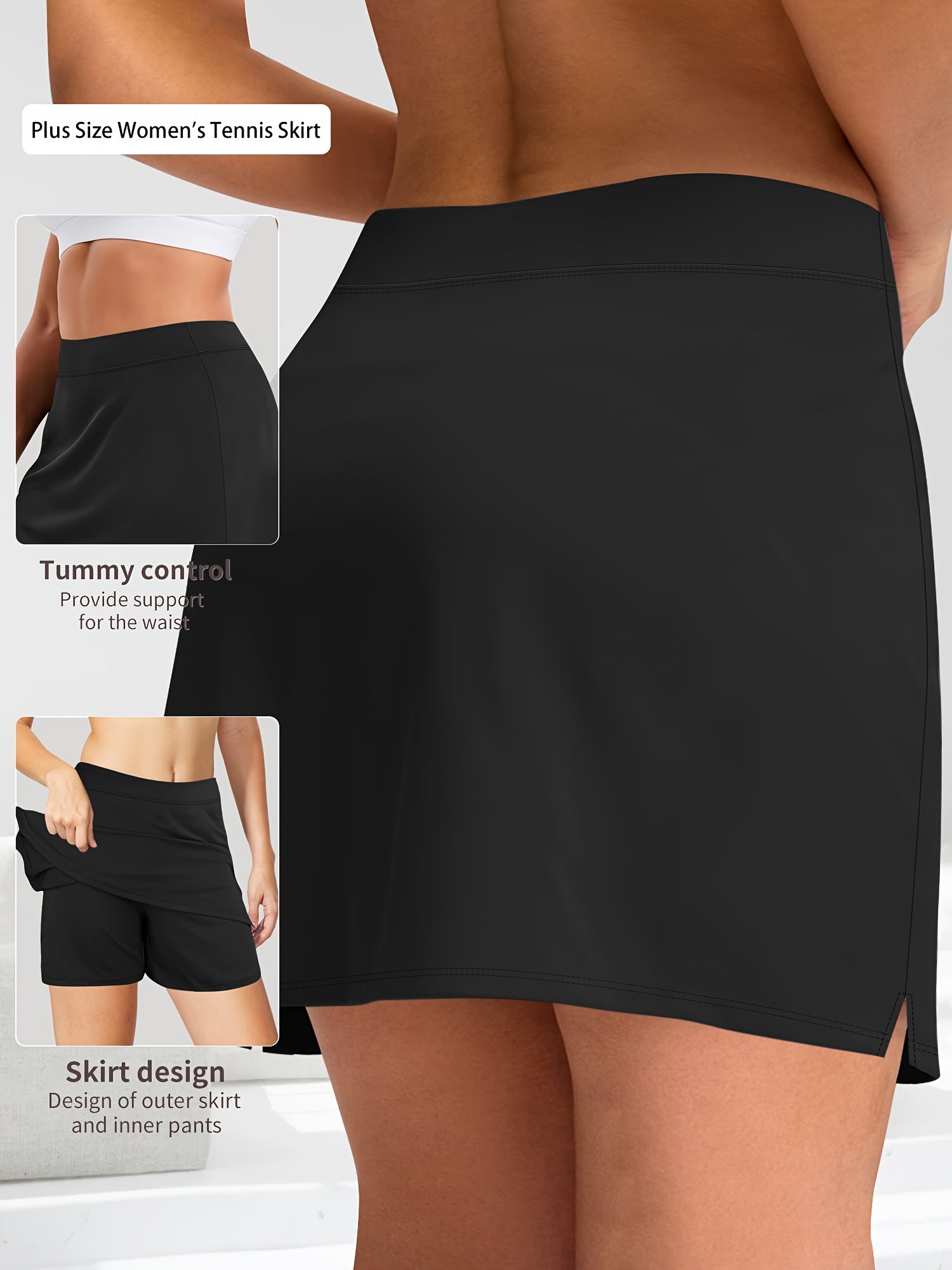 Plus Size High-Waisted A-Line Skirt Shorts with Side Slit Workout-Ready