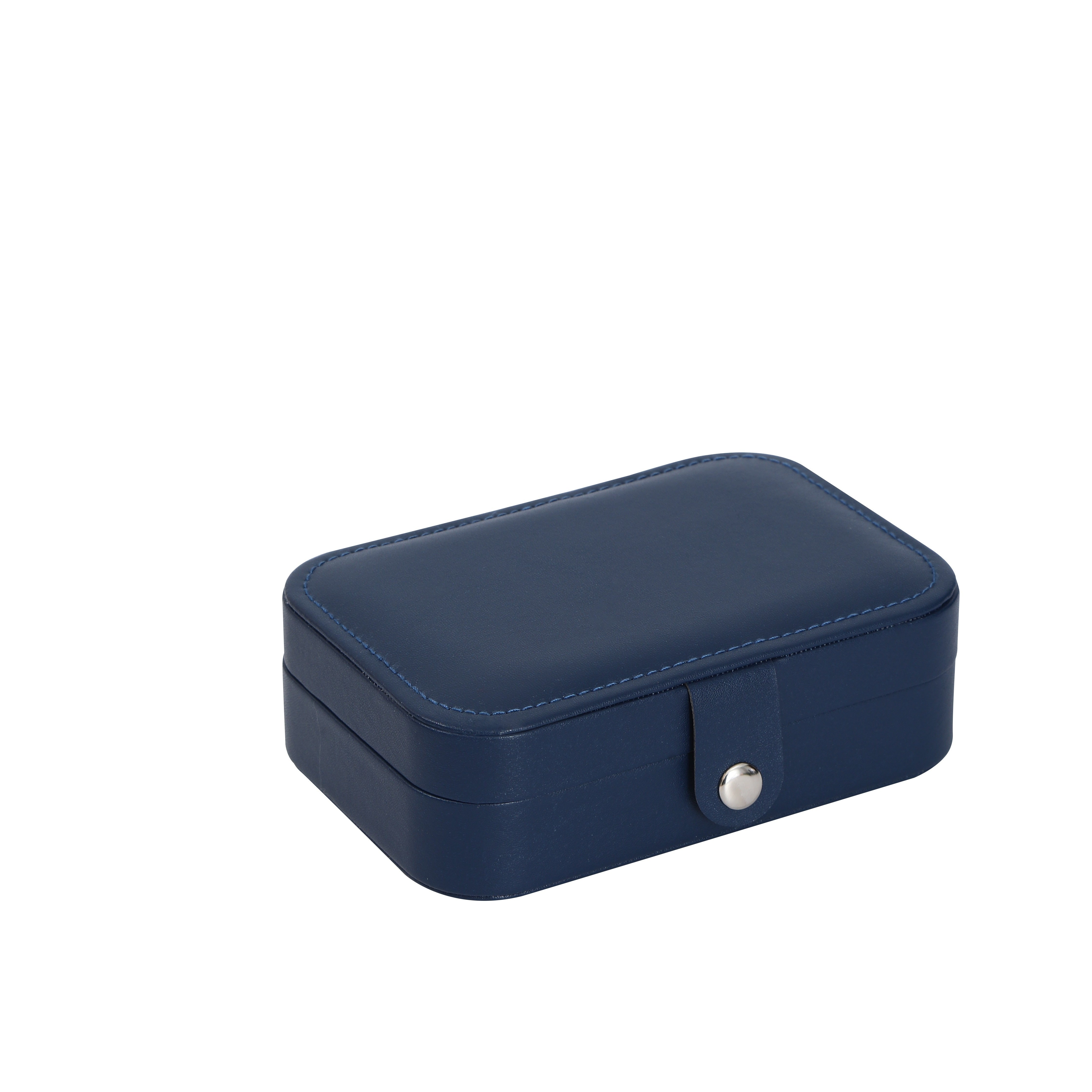 Caja portátil de cuero para organizar joyas para pendientes, collares y anillos