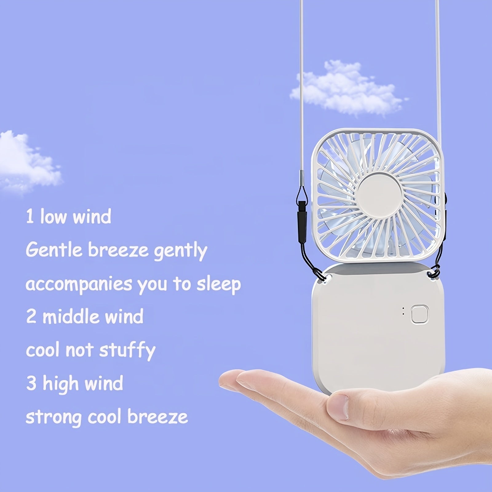 Portable Fan with Adjustable Speeds USB Rechargeable for Travel and Outdoor Activities