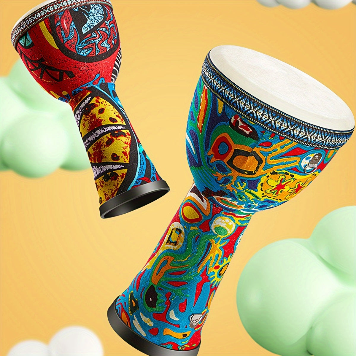 Afrika davul 20.32cm Qo‘l perkussion asbobi, musiqa va ko‘ngilochar uchun jonli Afrika naqshlari bilan