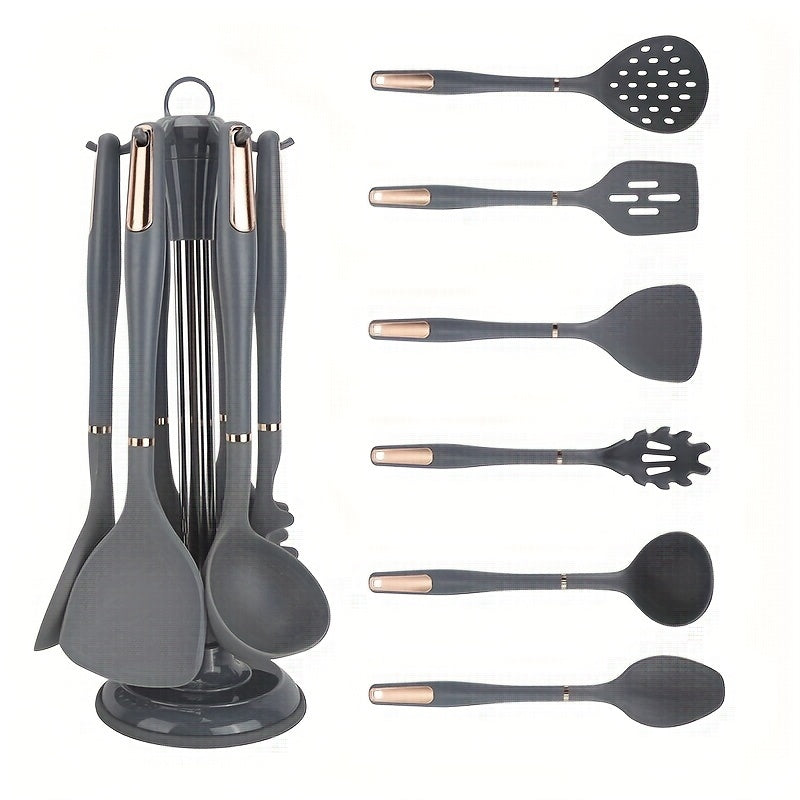 Silicone Kitchenware Set 7 Pieces Non-Stick Spatula Soup Spoon Leak Scoop