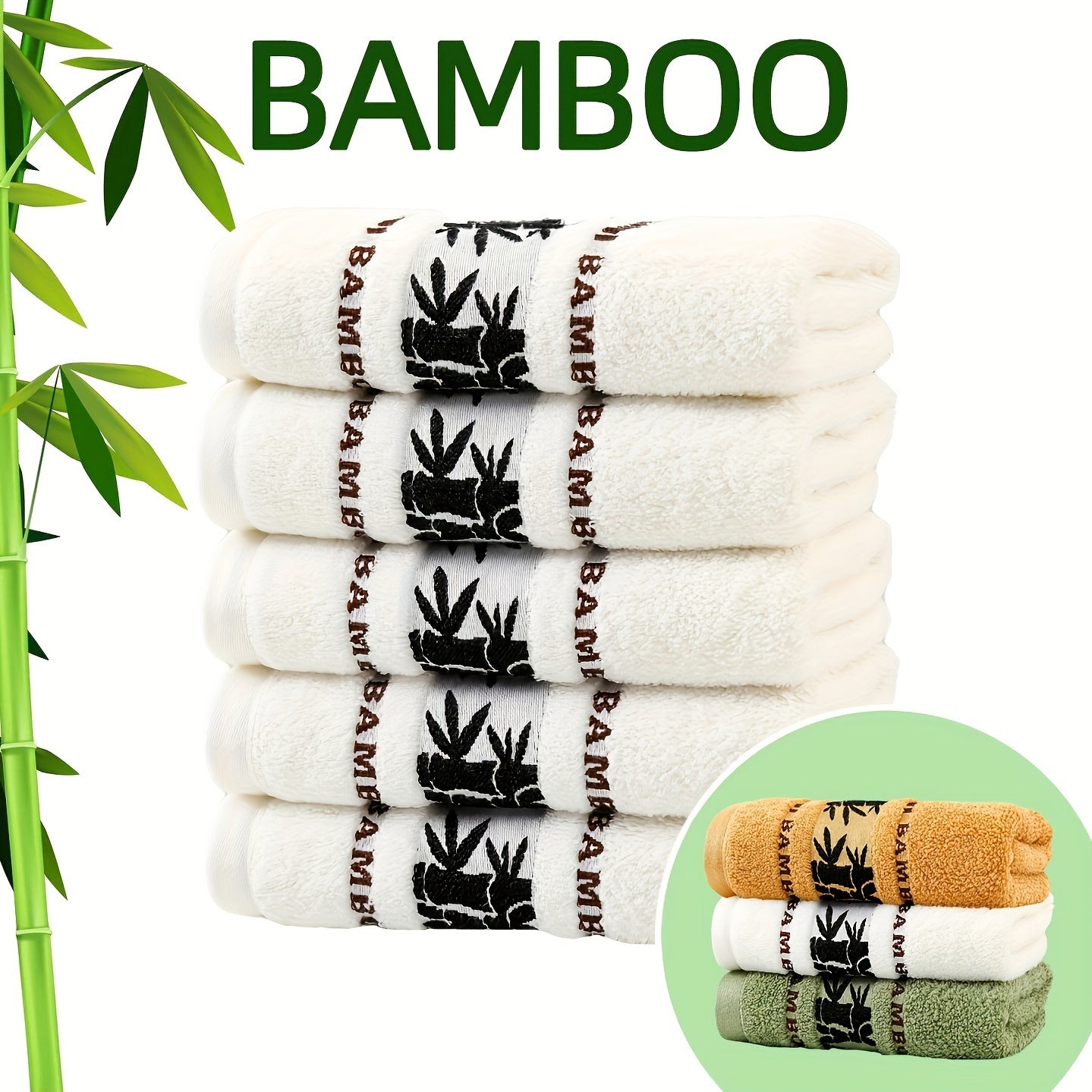 Self-Flying Bamboo Fiber Towels Set 5 Pieces Absorbent Quick-Drying Soft 35x75cm