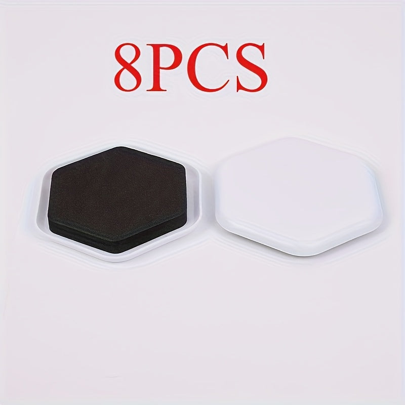 8 ta kuchli mebel slayderlari to'plami - gilamlar uchun olti burchakli plastik ko'chiruvchilar, polni himoya qilish uchun qayta ishlatilishi mumkin, mebel oyoqlarini osonlik bilan sirg'aladi.