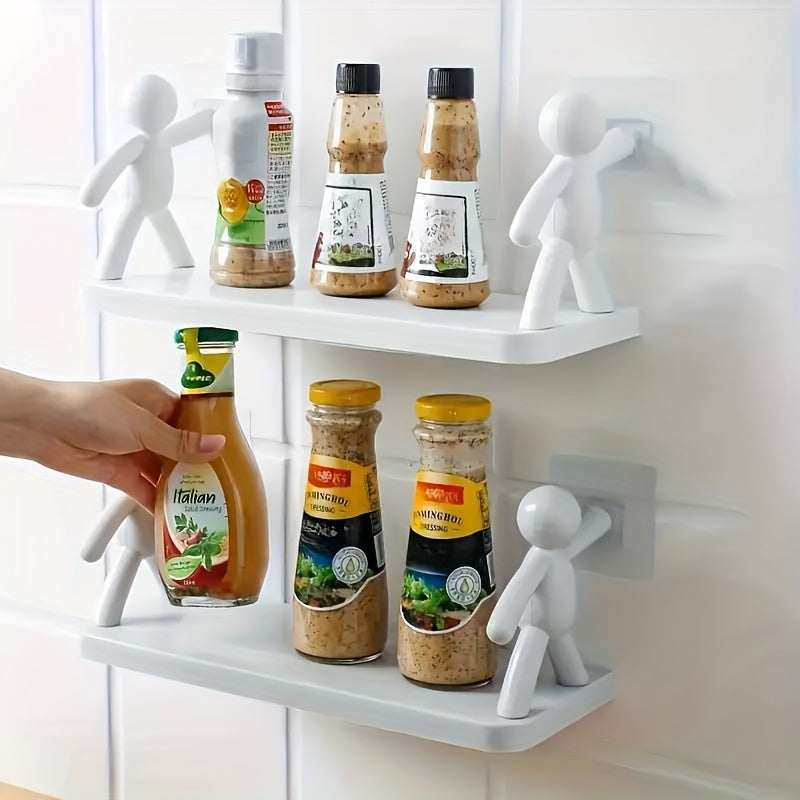 Estantes de pared de plástico con figuras humanoides para almacenamiento en cocina y baño