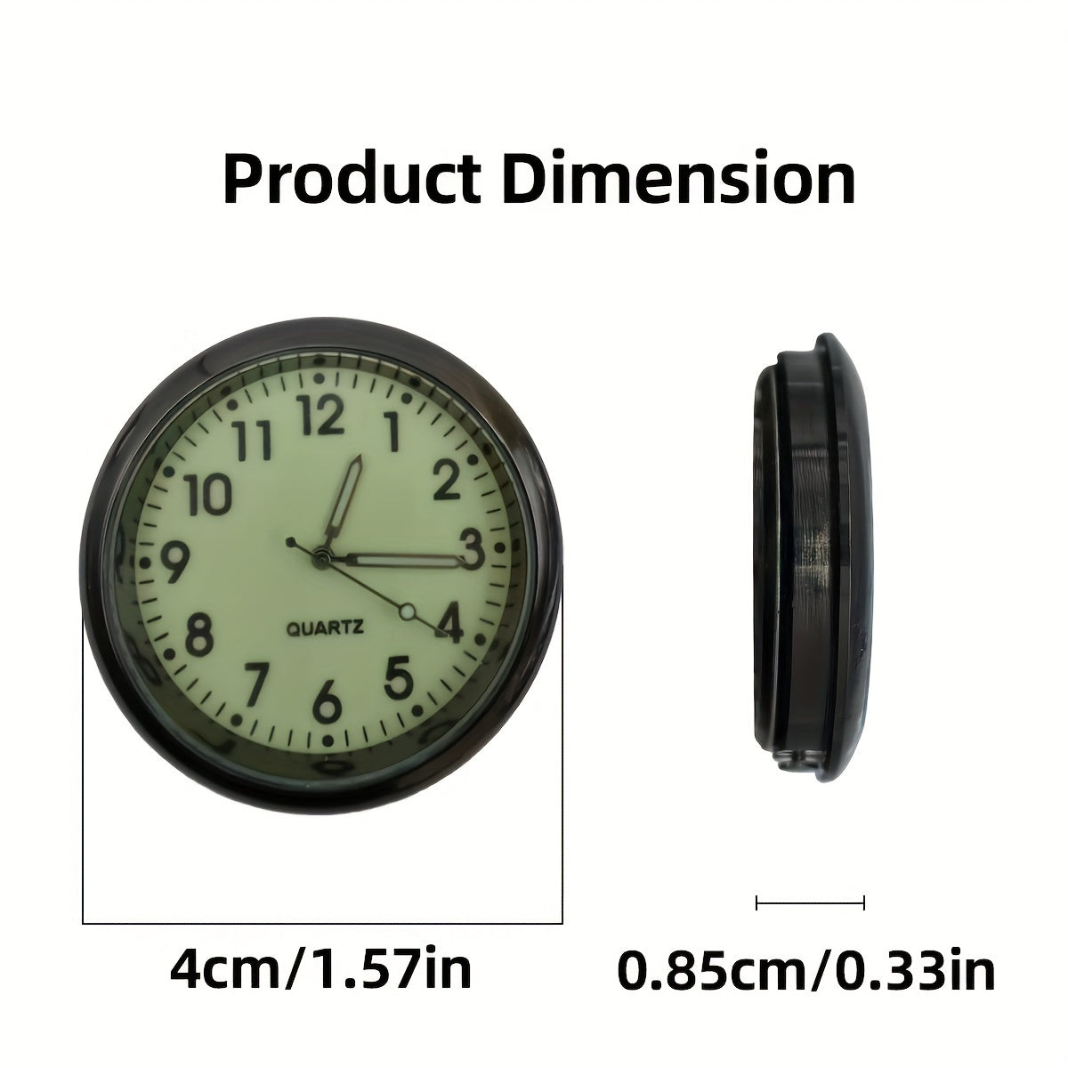 Mini Kvarts Avtomobil Soat Qoplamali Panel Yoritilgan Analog Vaqt O‘lchagich