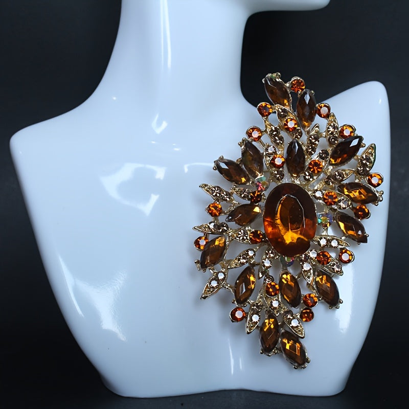 Flower-Shaped Rhinestone Brooch for Women's Attire Stylish Jewelry Accessory