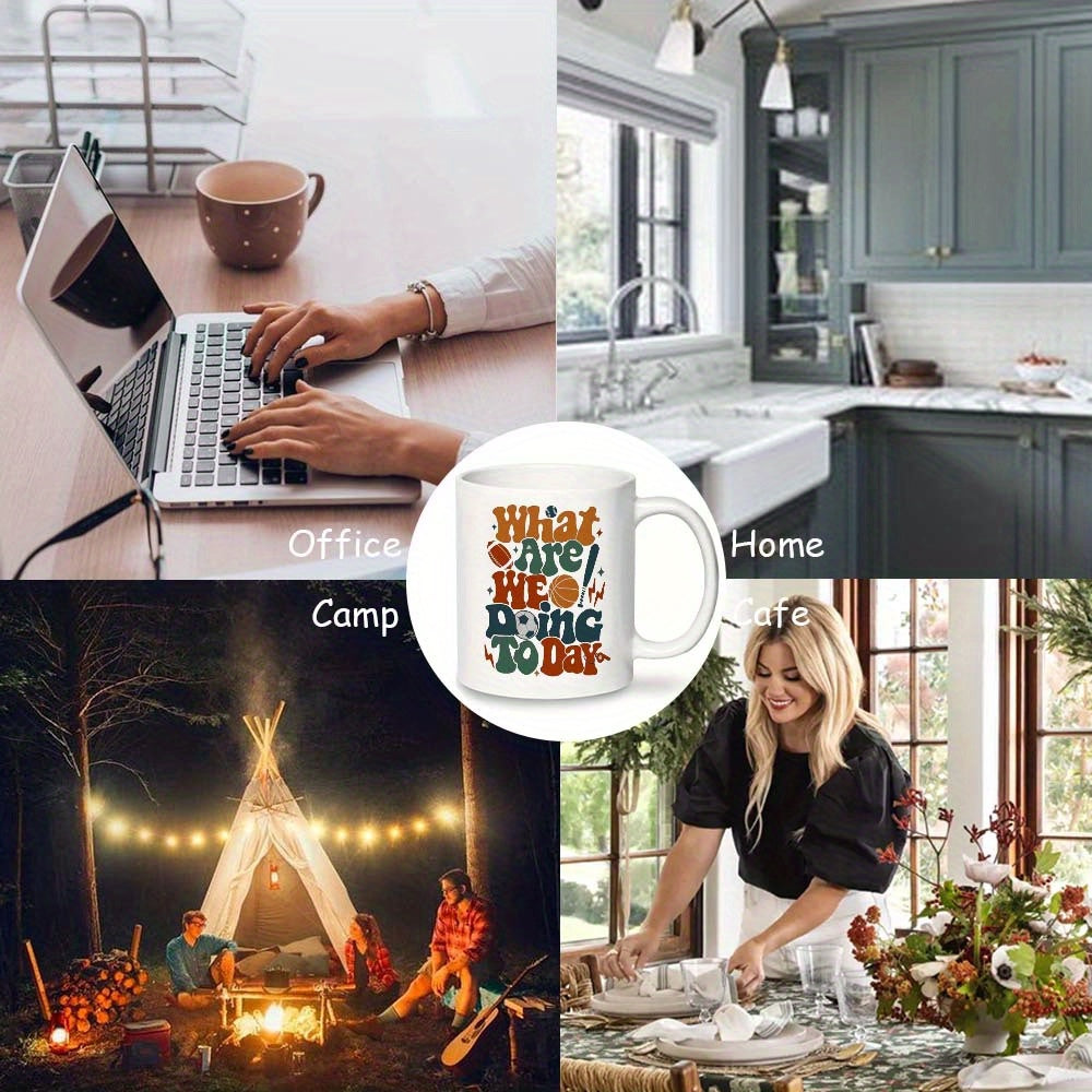 Basketball Text Ceramic Coffee Mug for Sports Fans Office Camping Dining