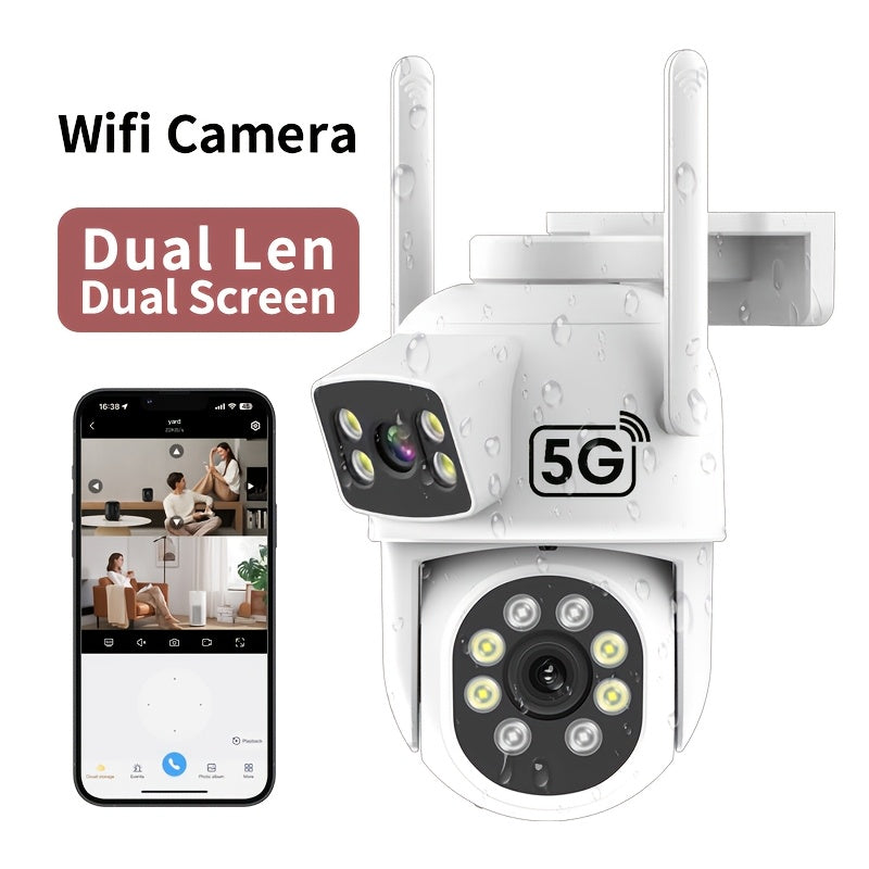 4MP Dual Lens Outdoor Wireless PTZ Security Camera with Color Night Vision AI Motion Detection