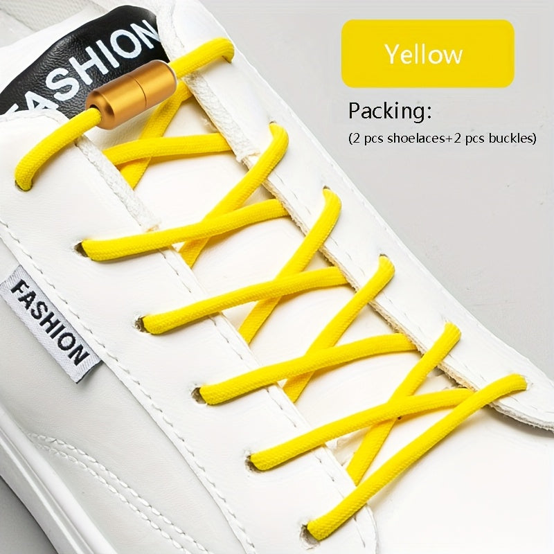 2PCS No-Tie Elastic Shoelaces for Sneakers and Boots Soft Acetate Fiber