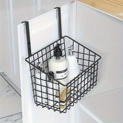 Over-the-Door Metal Storage Basket Wall Mount for Bathroom Kitchen Balcony Black White