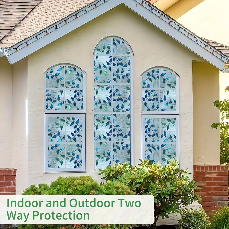 Decorative Window Film Frosted Privacy Static Cling Colorful Tree Leaf Pattern