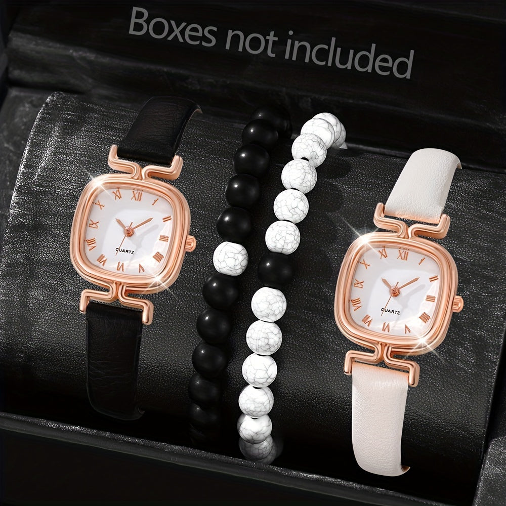 Set of 4 Women's Quartz Watches Silicone Bands Analog Durable Alloy Case