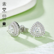 Люкс Мойсанит бижутерияси тўплами стерлинг олтиндан қопланган треуголь пудратли кулонли зичқўрғоқлар ва оёқ кийимлар