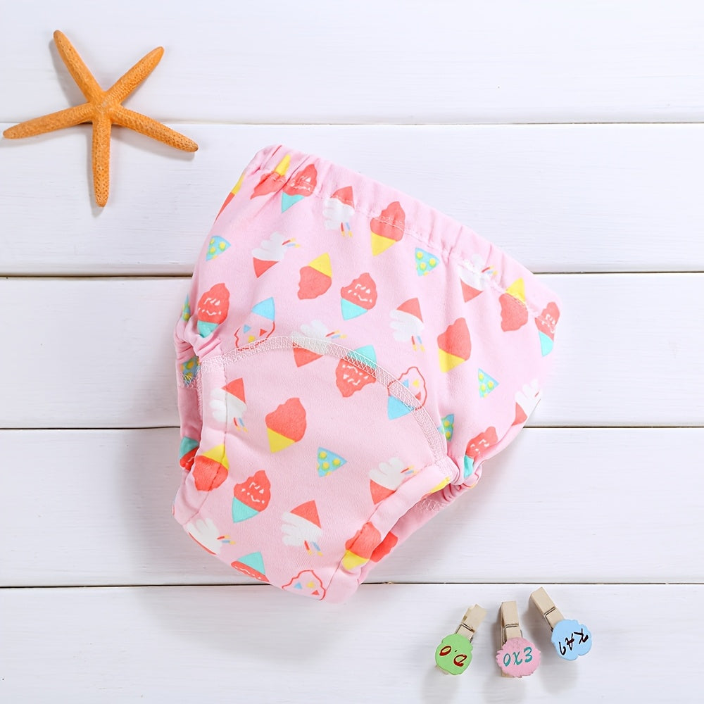 Pantalones de pañal lavables rosas para niños, pantalones de aprendizaje de cuatro capas de gasa impermeable