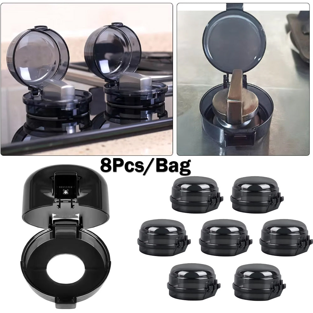 Set of 8 Gas Stove Knob Covers Plastic Safety Protects Cookware for All Ovens