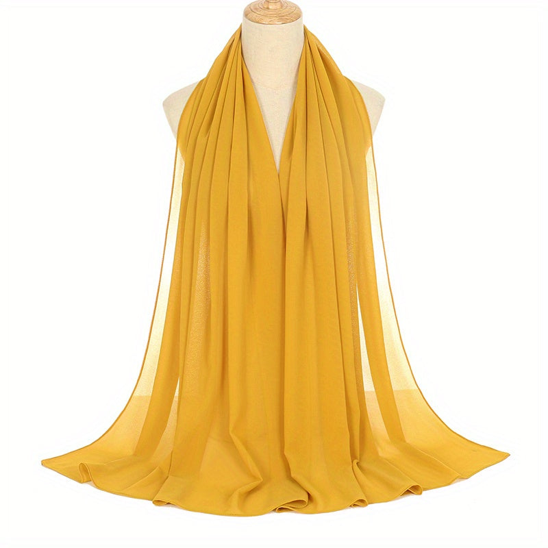 Black and White Chiffon Hijab Lightweight Breathable Headscarf for Women