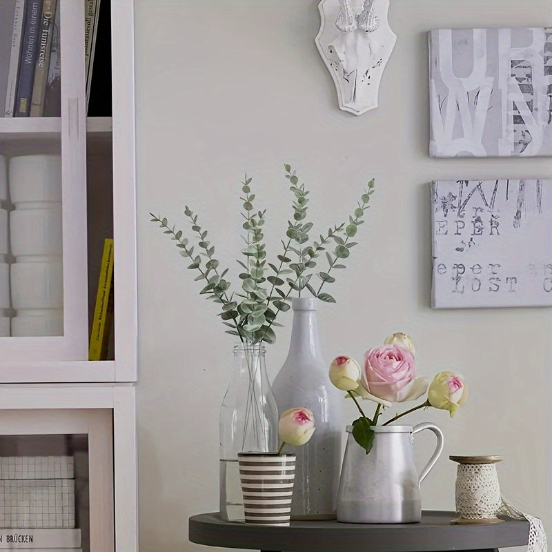 Artificial Eucalyptus Stems for Home Decor Wedding Bouquets Faux Leaves Textured 12 Pieces