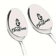 Set of 2 Stainless Steel Spoons with Laser-Engraved Merry Christmas Design