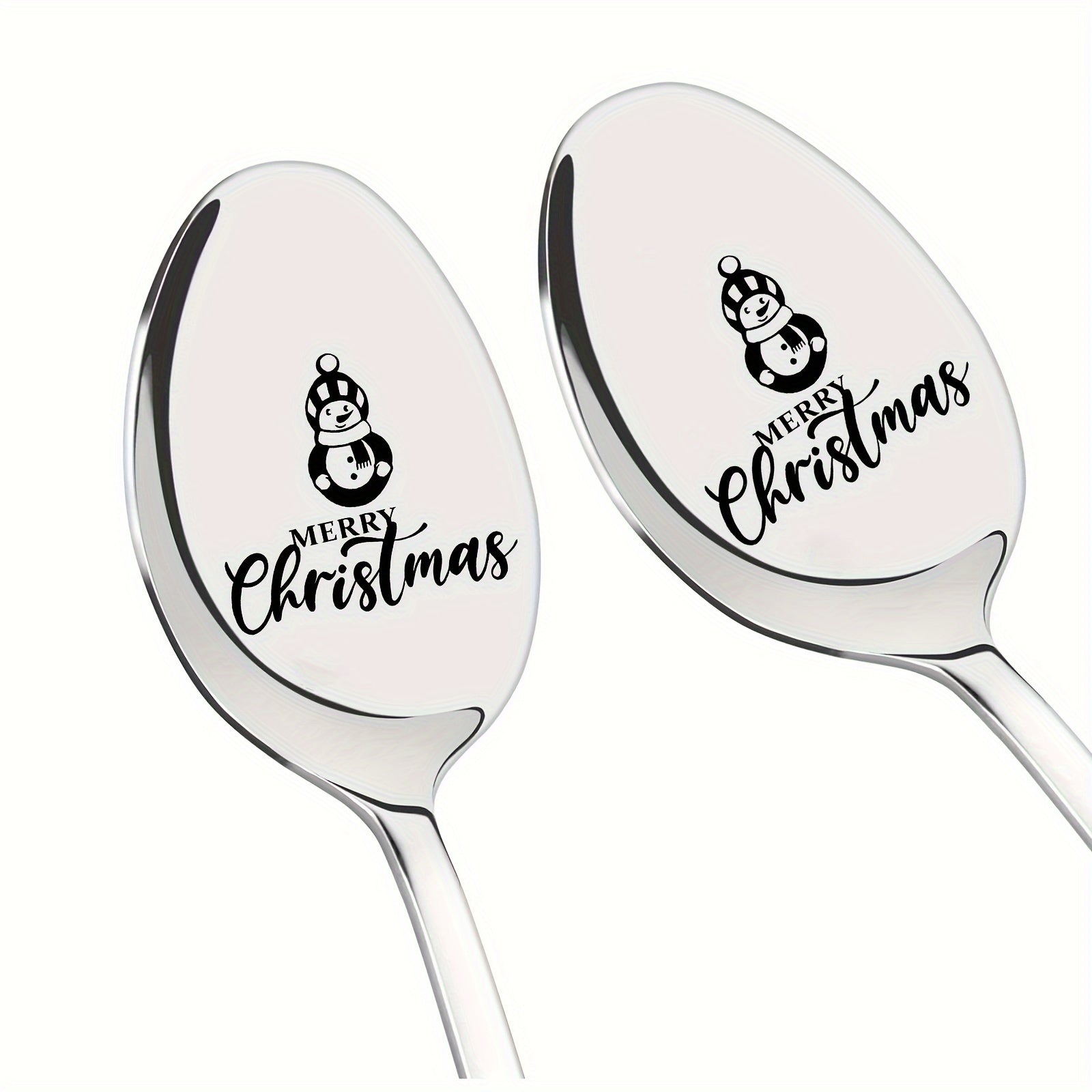 Set of 2 Stainless Steel Spoons with Laser-Engraved Merry Christmas Design