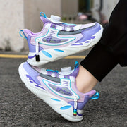 Girls Fleece-Lined Sports Sneakers for Fall Winter Casual Microfiber Synthetic Leather