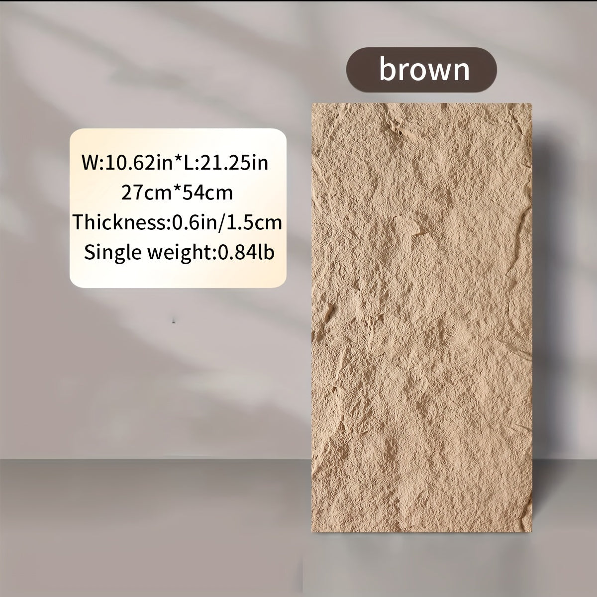 Contemporary Reusable PU Stone Wall Decal 26.97cm x 53.98cm Multi-Surface