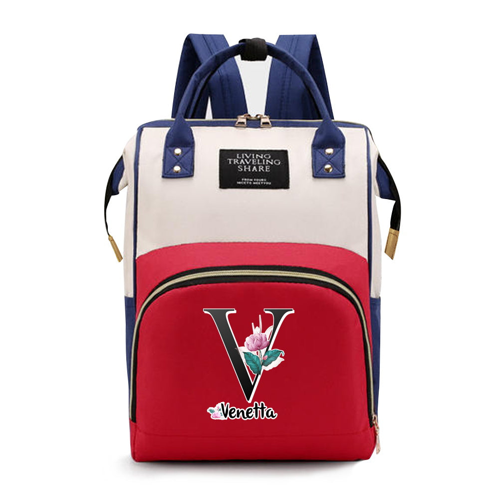 Персонализированная сумка для подгузников из оксфордской ткани с индивидуальными инициалами - Просторная сумка для мам с дизайном букв A-Z, идеальна для путешествий и повседневного использования, с карманами для бутылочек для женщин