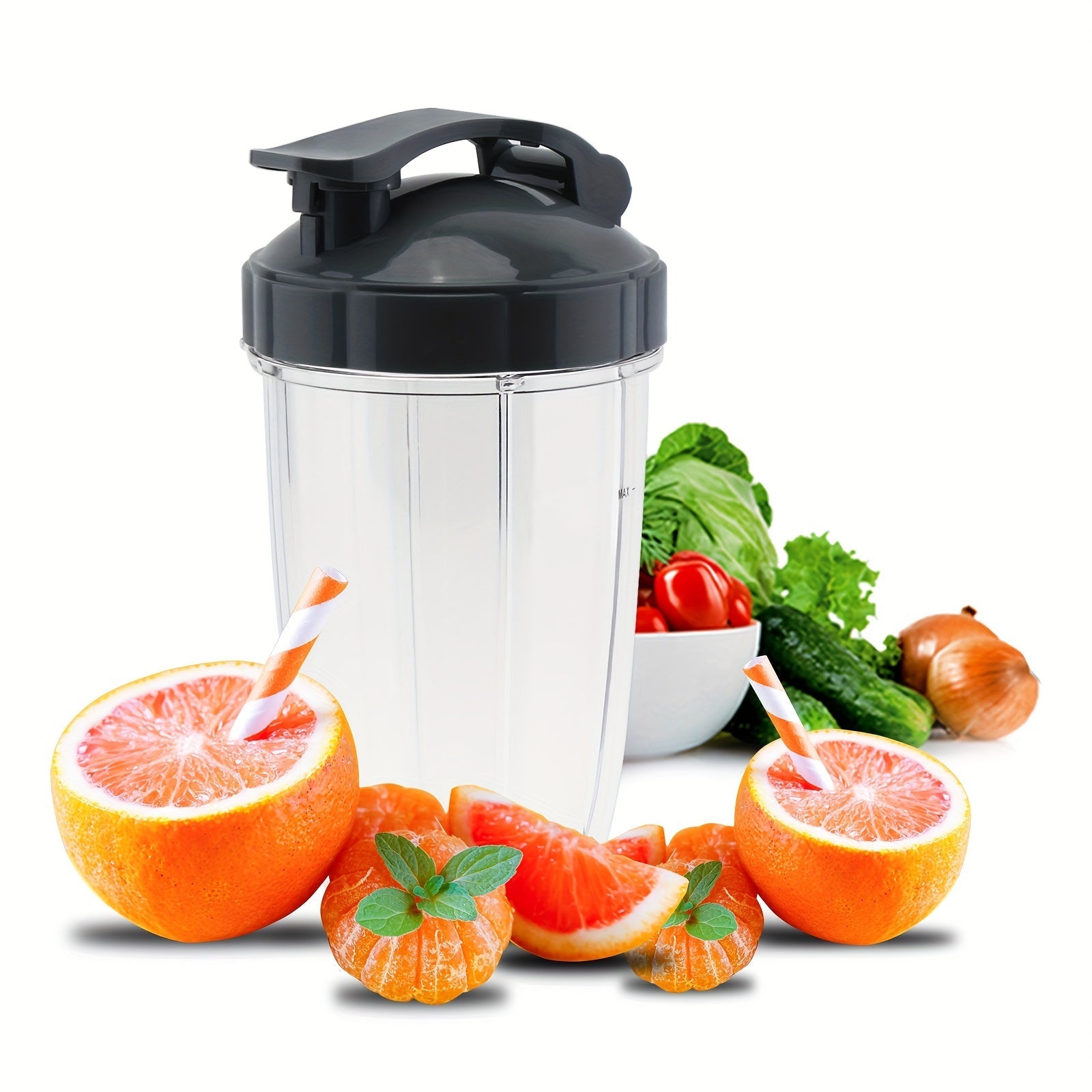 Plastic Replacement Cup with Flip Top Lid for NutriBullet 600W 900W Blenders