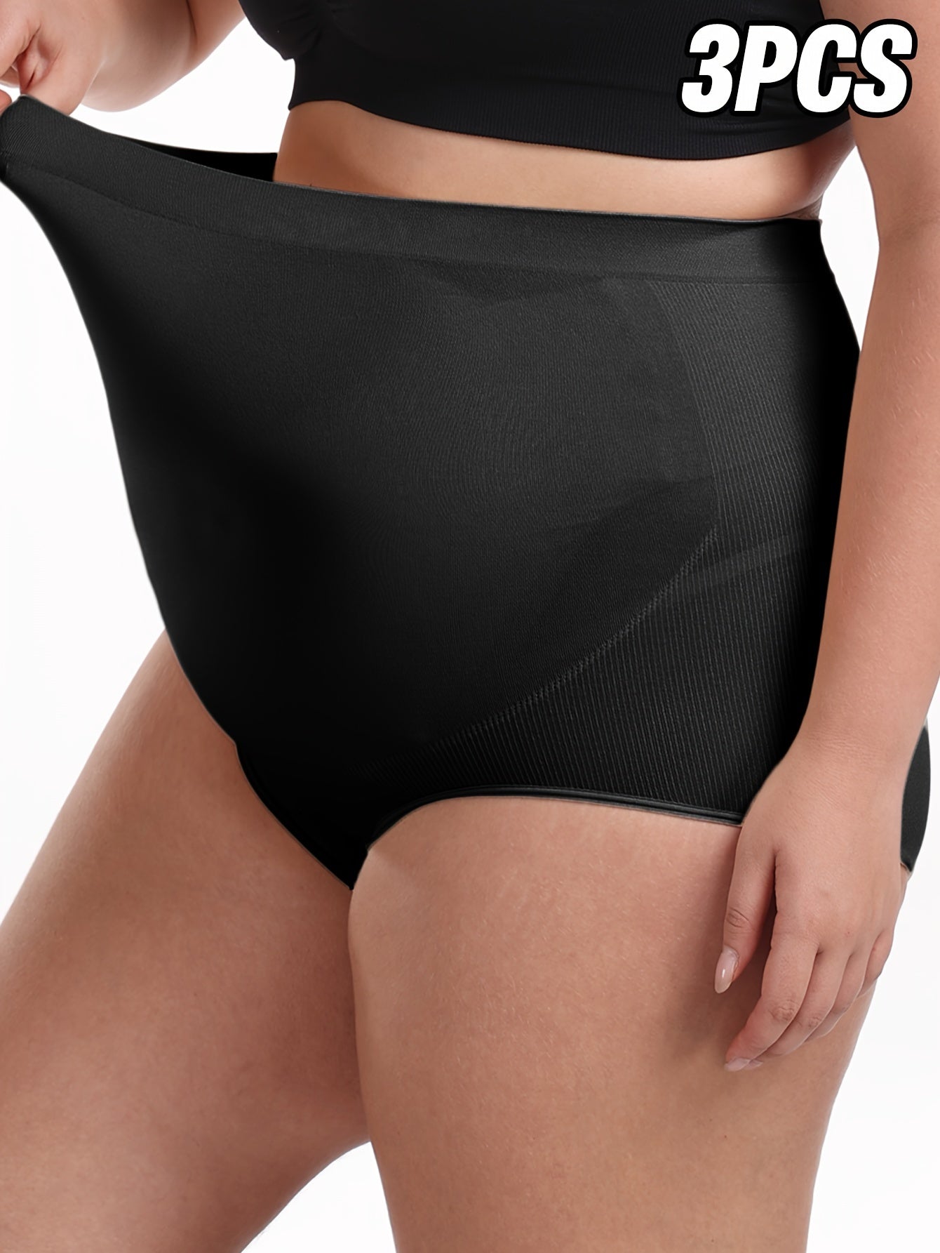 Plus Size Women's Tummy Control Seamless Yoga Panties 3 Pack