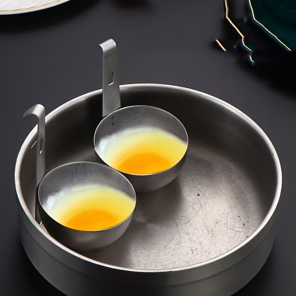 Premium Stainless Steel Non-Stick Egg Boiler Set with 3pcs, Easy-Cook Hanging Design, High-Temp Resistance, Ideal for Home & Travel.