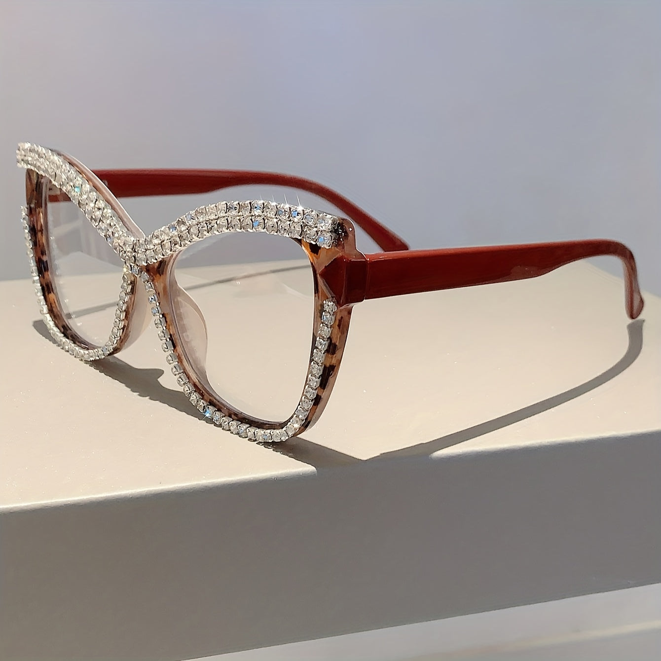 Clear Lens Glasses with Rhinestone Embellishments for Fashion and Parties