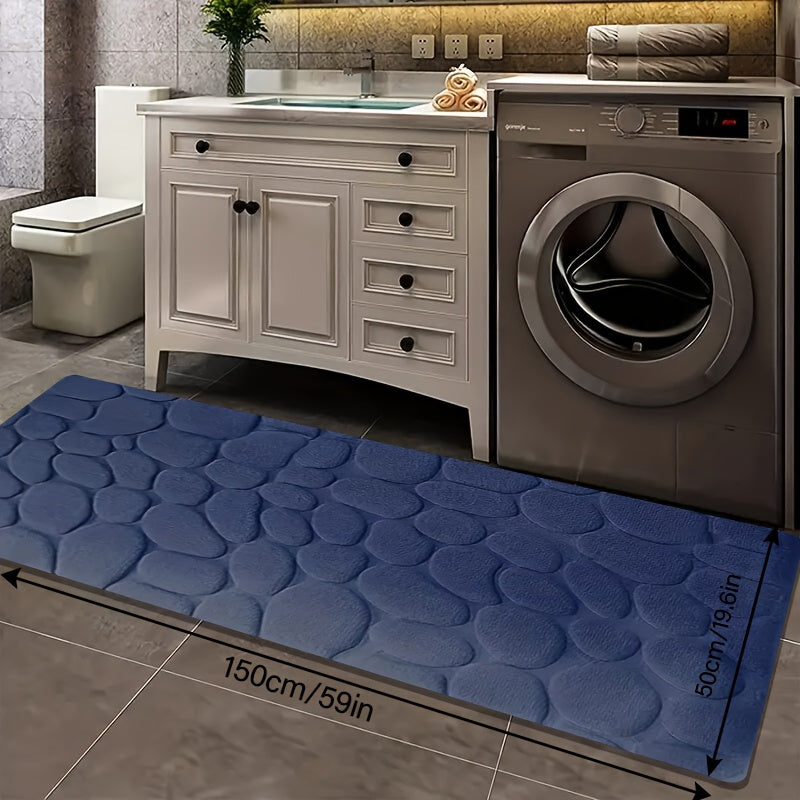 Alfombra de baño de espuma viscoelástica con relieve de piedra, antideslizante, suave, absorbente y lavable