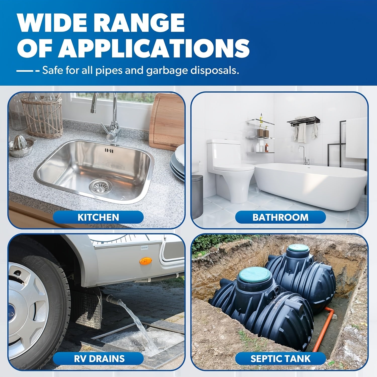 10pcs Gray Water Tank Deodorizer Drop-Tablets for RV Drain Odor Control