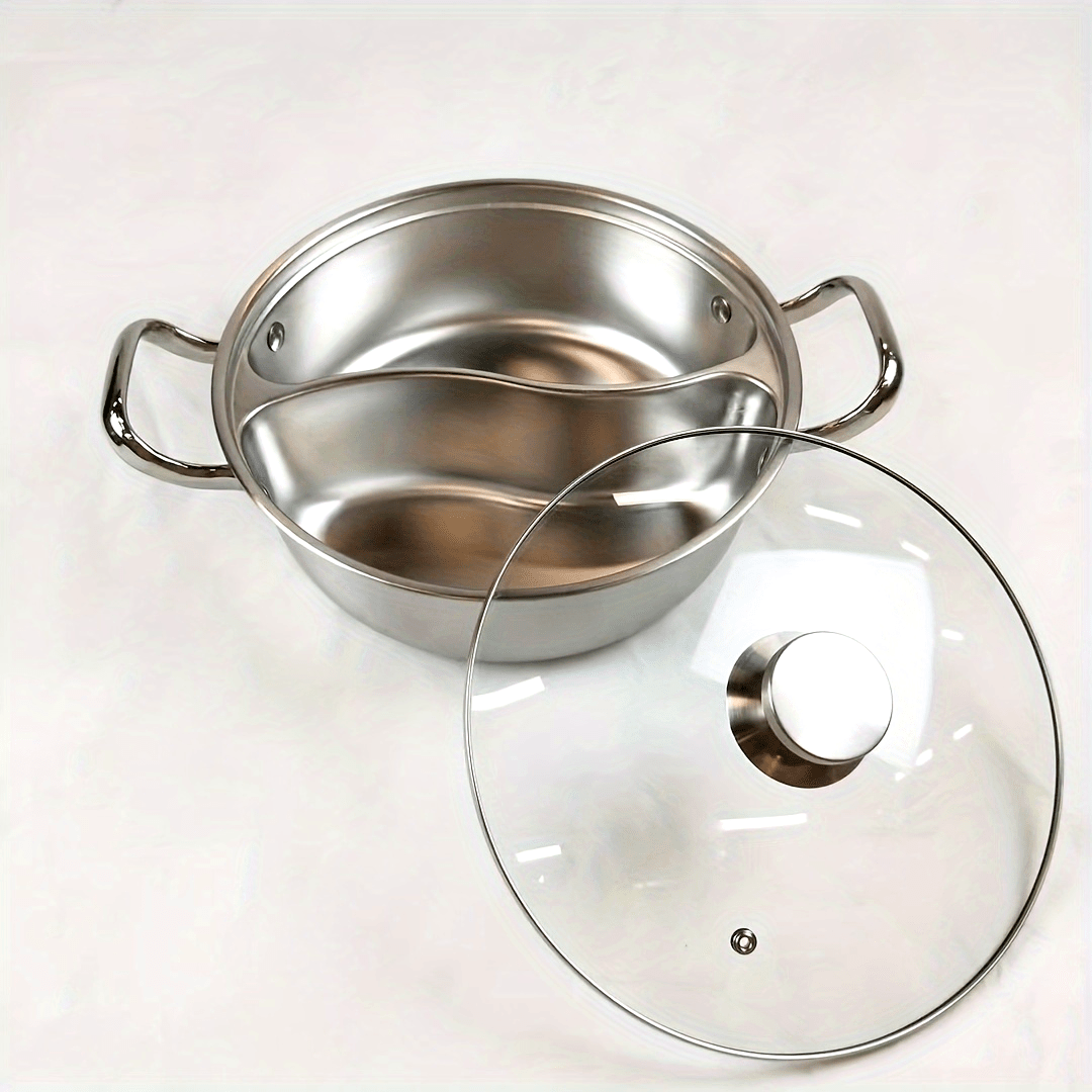 Stainless Steel Chinese Hot Pot Set with Double-Flavor and Magnetic Stove Compatibility