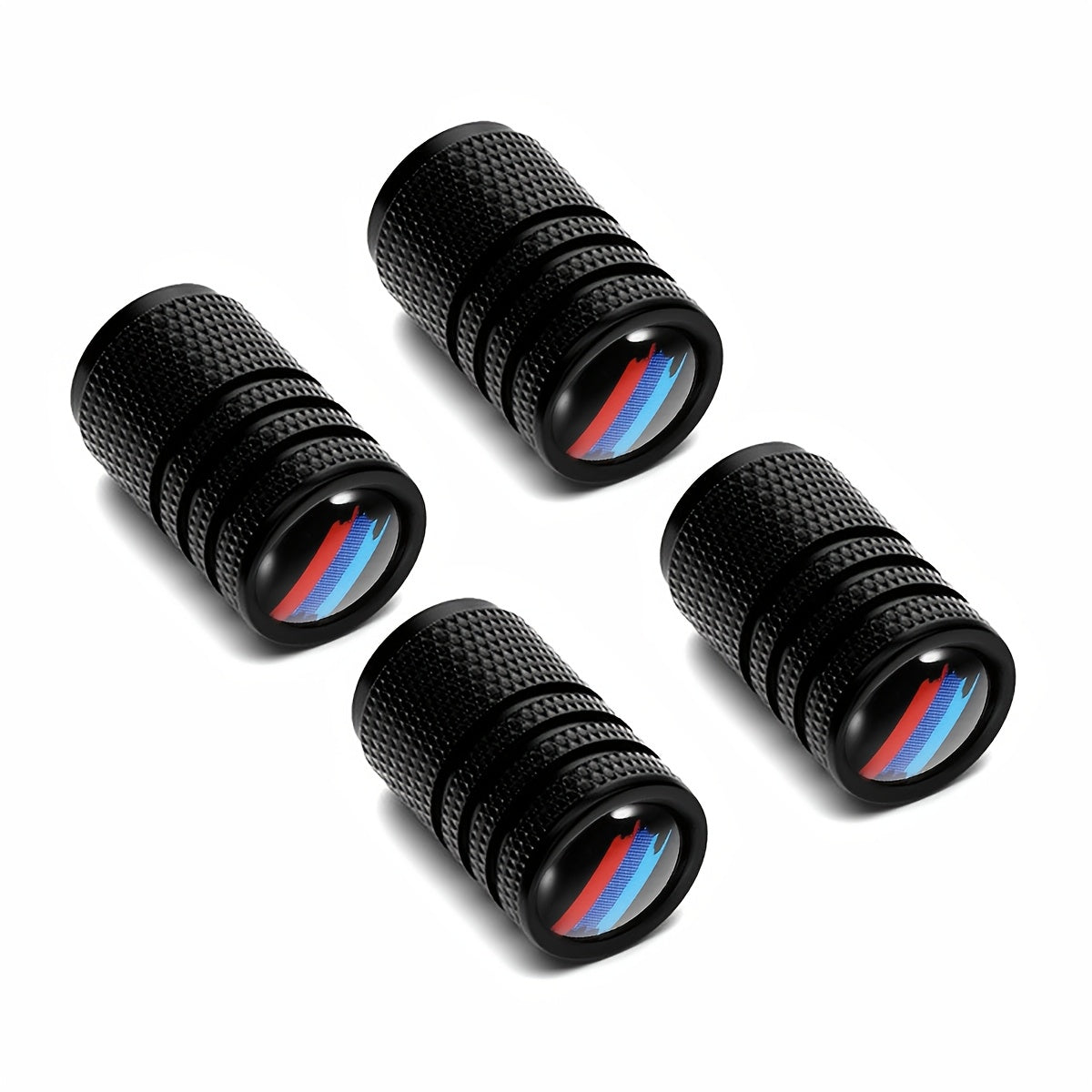 4 Pcs Aluminum Carbon Fiber Tire Valve Stem Caps Tri-Color For Cars