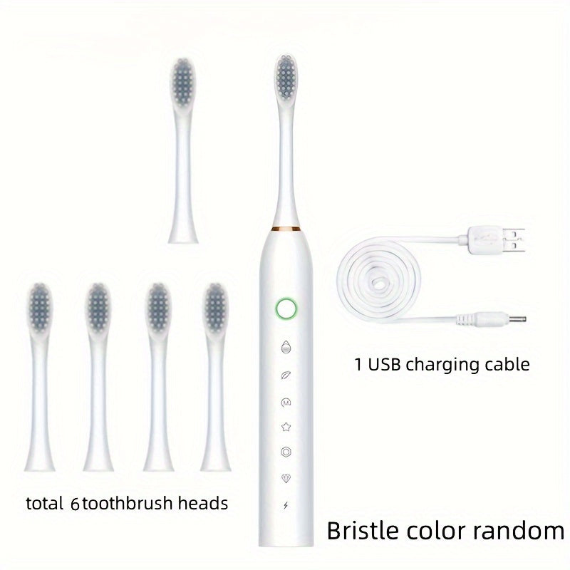 Cepillo de dientes eléctrico recargable con 4 cabezales de cepillo para blanqueamiento y cuidado bucal